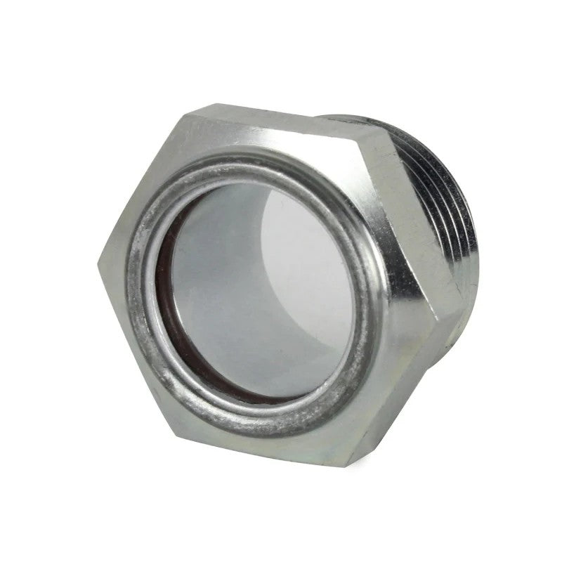 Threaded oil level sight glass with clear viewing window for aFe POWER Raw and Street Series differential covers.