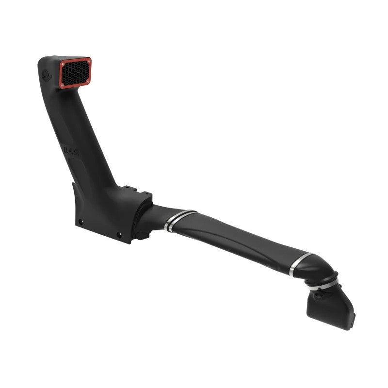 aFe POWER D.A.S. Snorkel with orange aluminum bezel and taller riser for 2020-2025 Jeep Gladiator Mojave