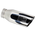 Matte black aFe Power MACH Force-Xp 5-inch inlet to 6-inch outlet slash-cut exhaust tip with riveted logo plate.
