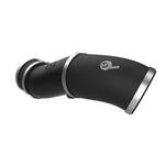 aFe Power Magnum FORCE black roto-molded intake tube with blue silicone couplings and stainless steel clamps.