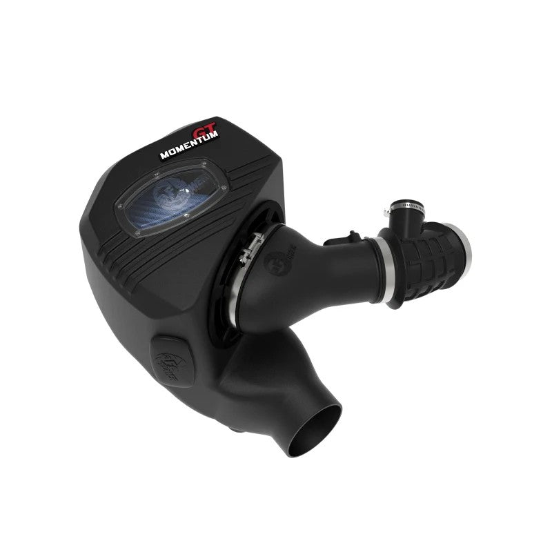 aFe POWER Momentum GT cold air intake system with black XLPE housing, clear sight window, and Pro 5R oiled filter.