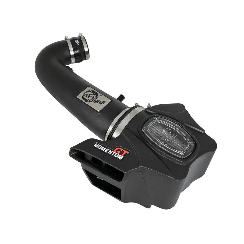 aFe POWER Momentum GT cold air intake with black roto-molded housing, clear sight window, and Pro DRY S filter.