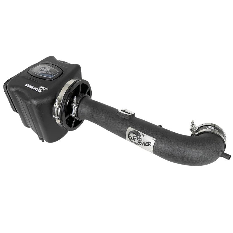 aFe POWER Momentum XP air intake with roto-molded black housing, sight window, and aluminum tube.