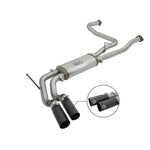 aFe POWER Rebel Series 2.5 inch stainless steel cat-back exhaust with dual black side-exit tips for Nissan Titan.