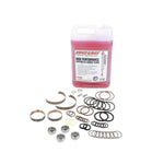 aFe POWER Sway-A-Way Master Rebuild Kit including 7/8 inch shaft seals, wearbands, shims, and a gallon of shock oil.