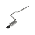 aFe POWER Takeda 304 stainless steel cat-back exhaust with polished muffler and 4-inch black clamp-on tip.