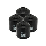 Set of four aFe Pro GUARD D2 high-flow oil filters with heavy-duty black canisters.