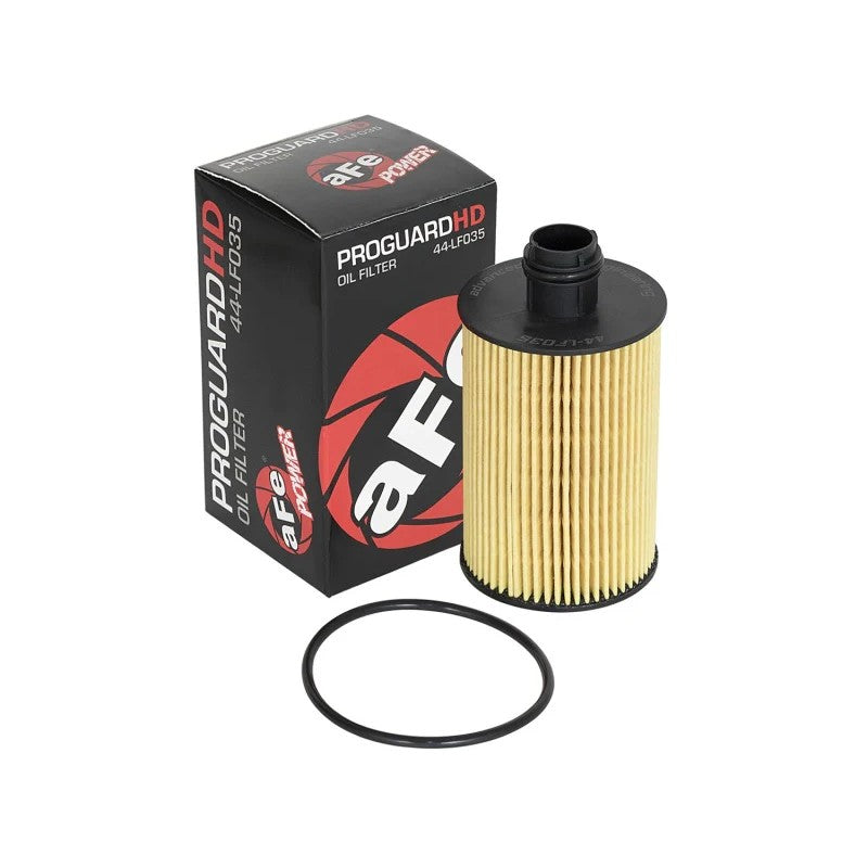 aFe Pro GUARD HD canister oil filter with integrated 3/8 inch ratchet drive for 3.0L diesel engines