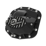 Black cast aluminum aFe Power Pro Series front differential cover for Dana M186 axle on 2018-2023 Jeep Wrangler JL.