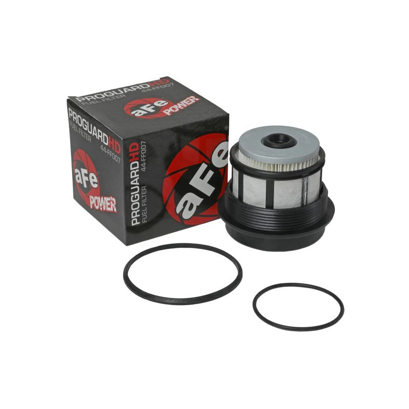 aFe ProGuard D2 replacement fuel filter for 1999-2003 Ford 7.3L Power Stroke diesel engines.