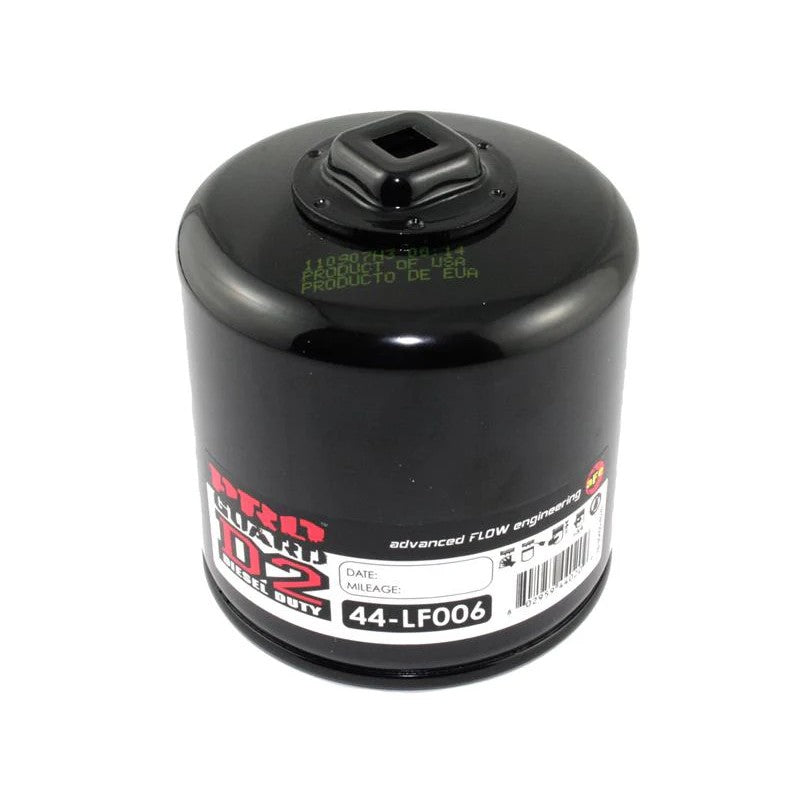 White aFe Power ProGuard D2 oil filter canister showing the integrated 3/8 inch removal nut on the base.
