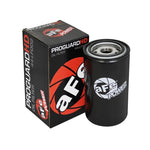 aFe Power ProGuard D2 heavy-duty diesel oil filter with steel canister and high-flow design.