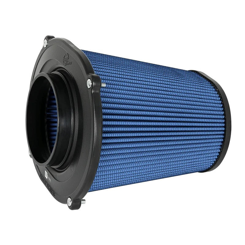 aFe Power Quantum Pro 5R oiled cotton air filter with inverted top, injection-molded base, and 5-inch flange.