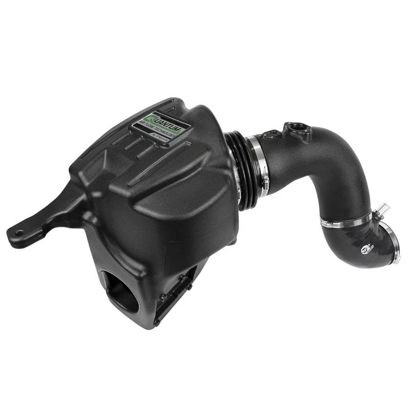 aFe Quantum Pro 5R cold air intake system with black XLPE housing and blue filter for 2013-2018 Ram 6.7L Cummins.