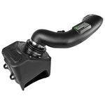 aFe Quantum cold air intake system with black XLPE tube and blue Pro 5R oiled filter for Ford Powerstroke 6.7L.