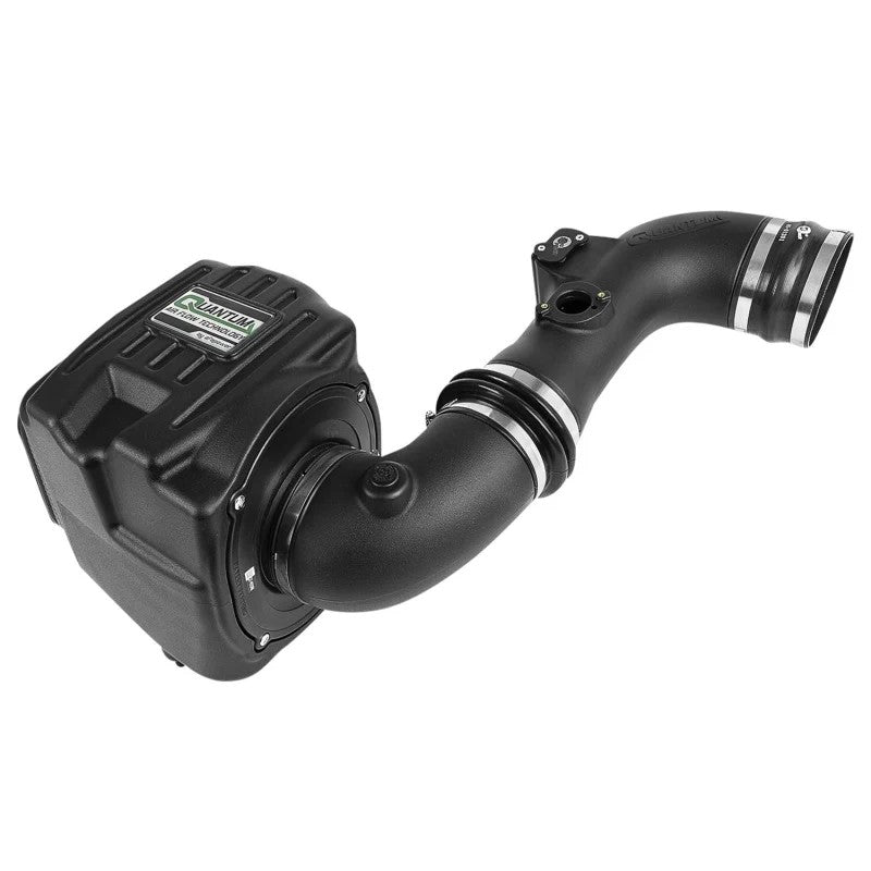 aFe POWER Quantum Pro DRY S intake system with black XLPE housing and dry filter for 2011-2016 GM Duramax diesel trucks.