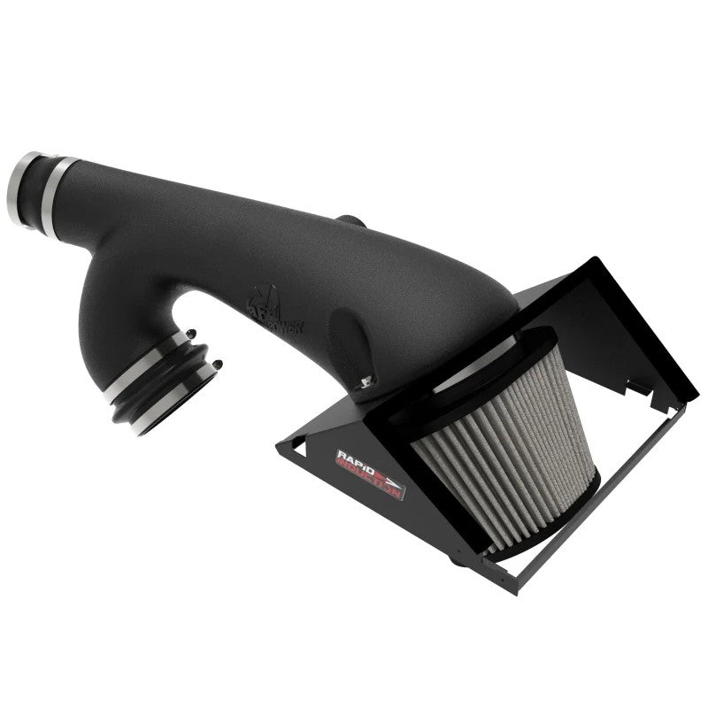 aFe POWER Rapid Induction intake system featuring a black roto-molded XLPE tube and oil-free Pro DRY S air filter.