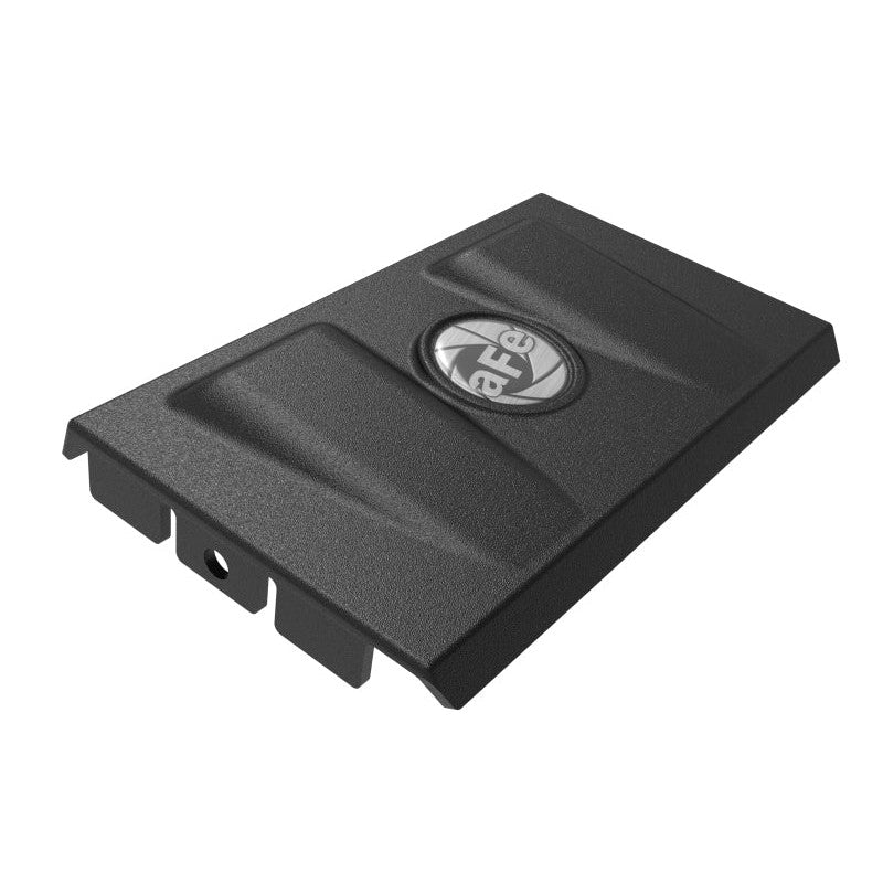 Black powder-coated aluminum intake system cover for aFe POWER Rapid Induction housings.