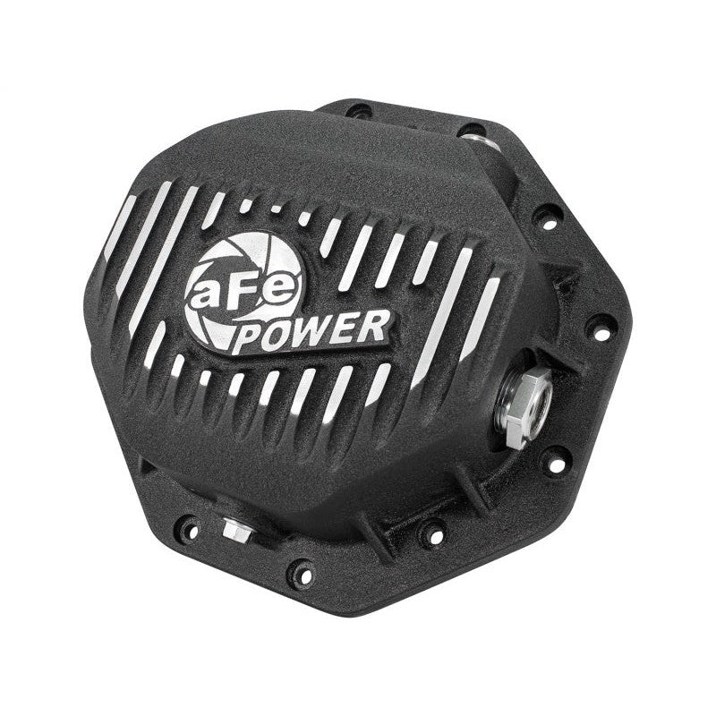 aFe Power Pro Series black machined aluminum rear differential cover for Corporate 9.25 12-bolt axles.