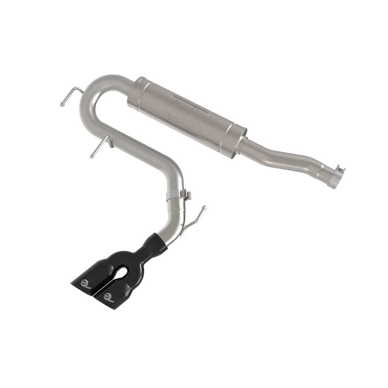 aFe Rebel Series 2.5 inch 304 stainless steel cat-back exhaust system with dual 3.5 inch black tips for Ford Maverick.