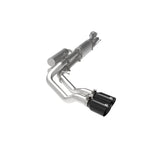 aFe Rebel Series 3 inch 409 stainless steel cat-back exhaust with dual 4.5 inch black tips for Ford Super Duty.