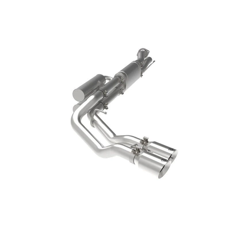 aFe Rebel Series 3in 409 stainless steel cat-back exhaust with dual polished tips for Ford Super Duty