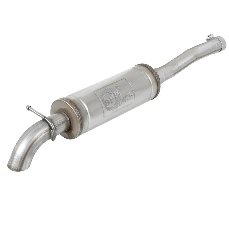 aFe Rock Basher 3 inch 409 stainless steel cat-back exhaust with pre-axle turn-down tip and 18 inch muffler