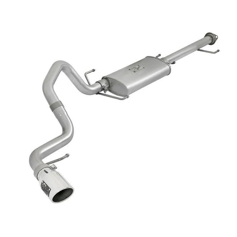 aFe Scorpion 2.5-inch aluminized steel cat-back exhaust system with polished stainless steel tip and 18-inch muffler