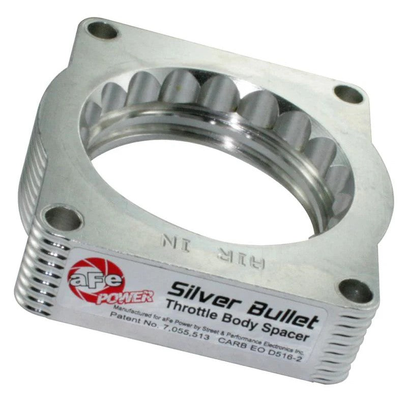aFe Silver Bullet T-6061 billet aluminum throttle body spacer with serrated helix design for 2011-2016 Ford F-150