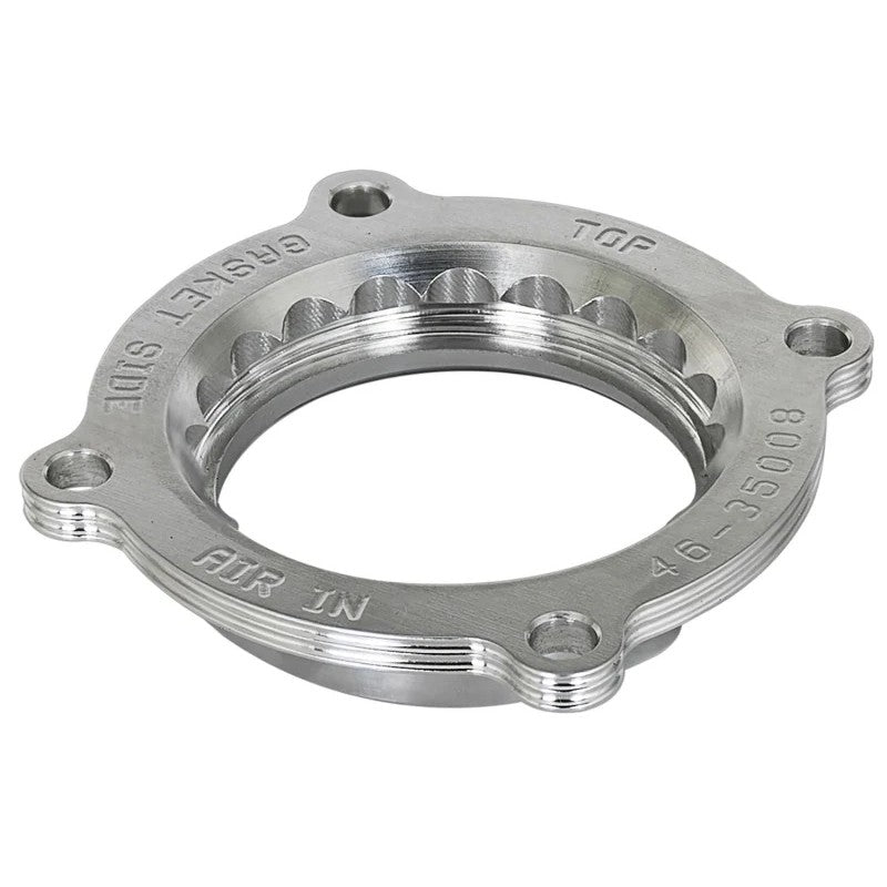 aFe Power Silver Bullet 6061-T6 billet aluminum throttle body spacer with serrated helix design