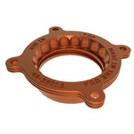 Orange anodized 6061-T6 billet aluminum aFe Silver Bullet throttle body spacer with serrated helix design