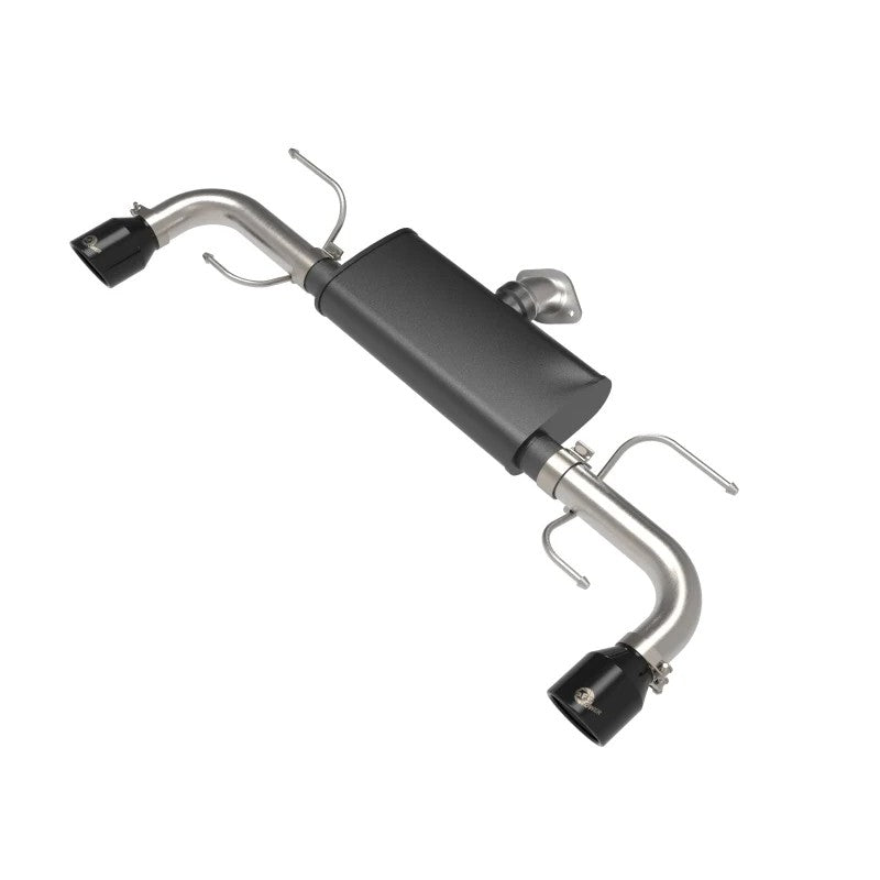 aFe Power Takeda axle-back exhaust system for Mazda CX-5 with 2.5-inch stainless tubing and dual 4-inch black tips.