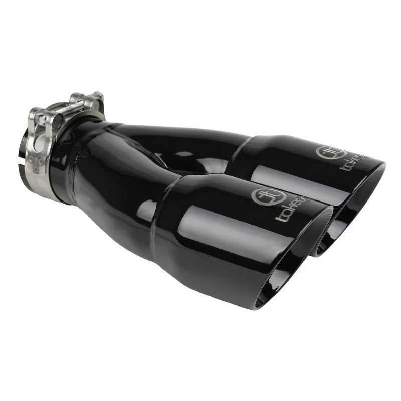 Black finish aFe Takeda dual 3 inch outlet 304 stainless steel clamp-on exhaust tip