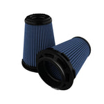 Two aFe Takeda Pro 5R oiled cotton air filters with 3.5 inch flanges and inverted tops.