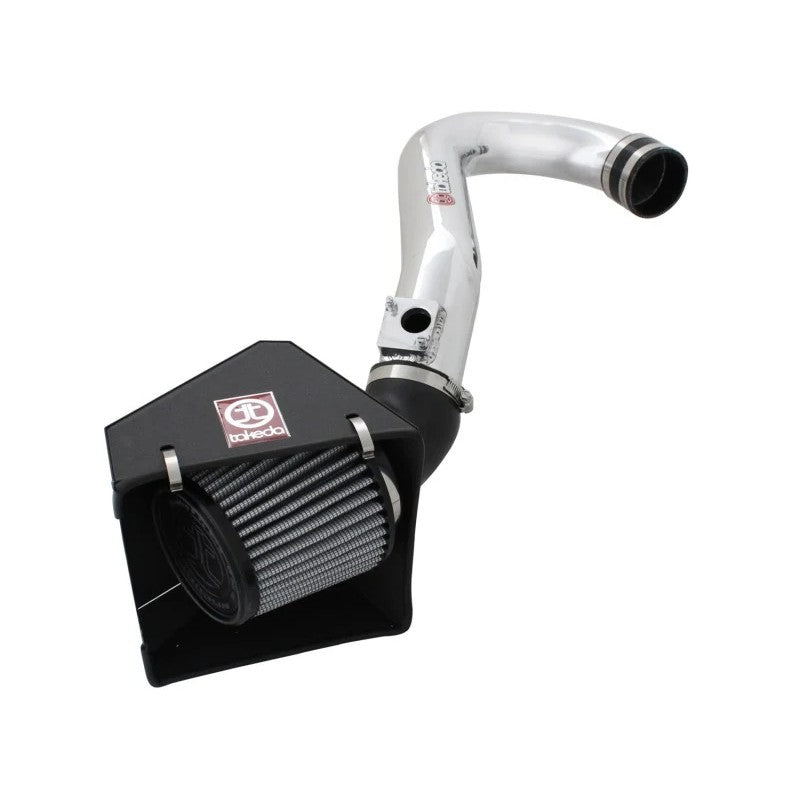 aFe Takeda Stage-2 cold air intake with polished aluminum tube and grey Pro DRY S oil-free filter for Subaru H6 3.6L