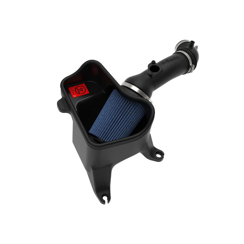 aFe Takeda Stage-2 cold air intake system for Honda Civic with black XLPE housing and blue Pro 5R oiled air filter.