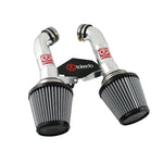 aFe Takeda Stage-2 polished aluminum dual intake system with Pro DRY S filters for 2008-2015 Infiniti G37 and Q60