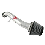 Polished aFe Takeda Stage-2 cold air intake system with blue Pro DRY S air filter and silicone couplers.