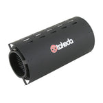 Satin black powder-coated aFe Takeda intake splash shield with directional air slots for Infiniti G35, G37, and Q60.