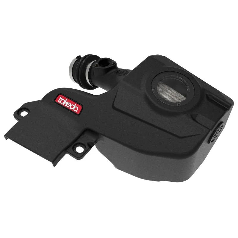 Takeda Momentum cold air intake featuring a sealed black XLPE housing, clear sight window, and Pro DRY S filter.