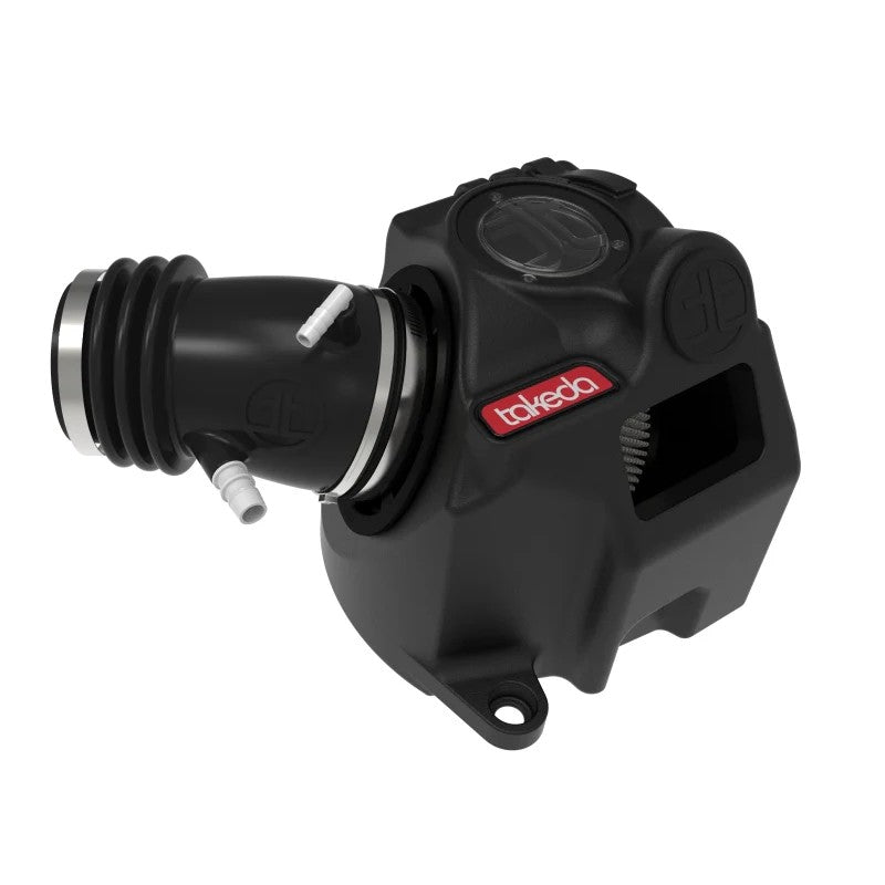 aFe Takeda Momentum cold air intake system featuring a black XLPE housing with a clear sight window and Pro DRY S filter.