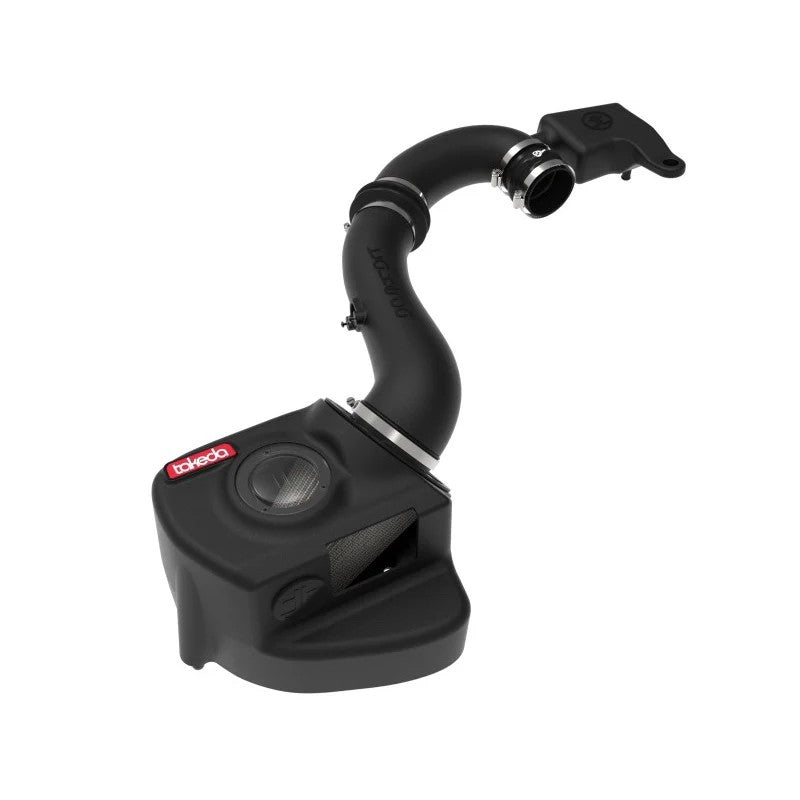 aFe Takeda Momentum cold air intake system featuring a black XLPE housing with clear sight window and dry air filter.