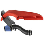aFe Takeda Stage-2 cold air intake with wrinkle-black tube and red intake scoop for 2015-2021 Subaru WRX