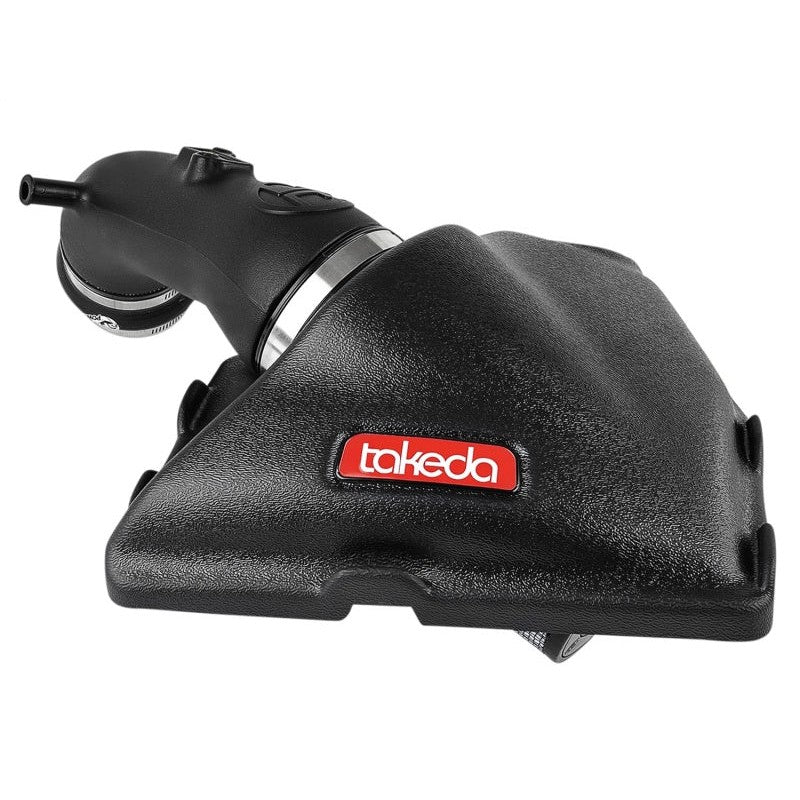 aFe Takeda Stage-2 Cold Air Intake with black wrinkle aluminum tubing and a white Pro DRY S air filter.