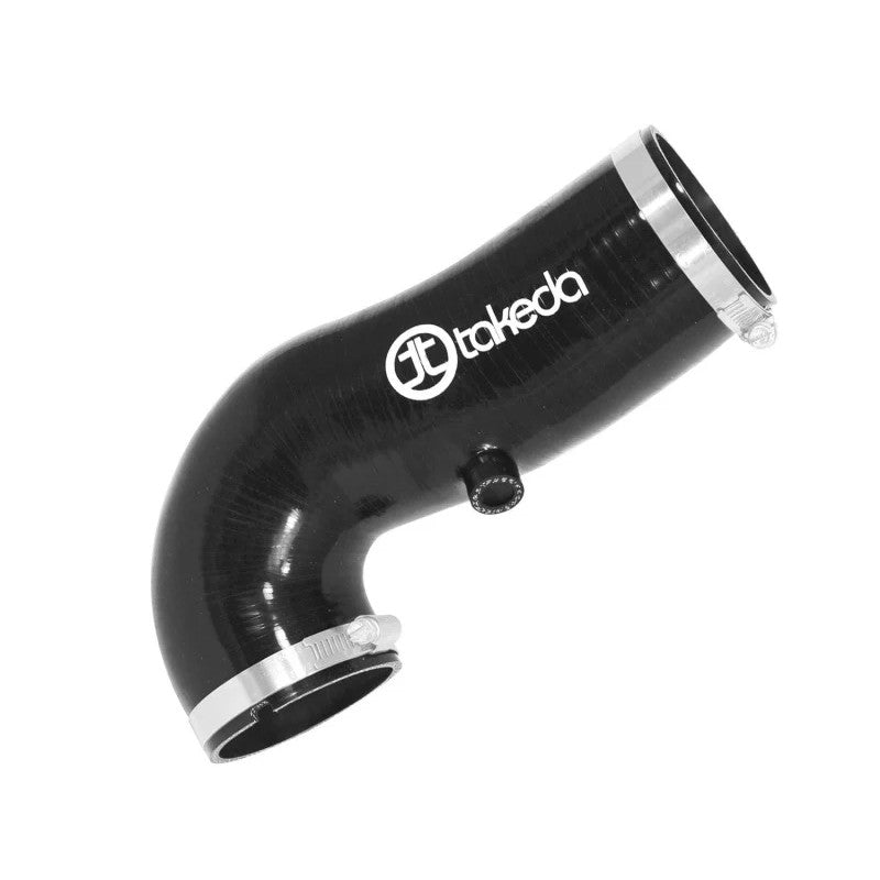 Black 3-ply reinforced silicone aFe Takeda Torque Booster Tube with stainless steel worm gear clamps.
