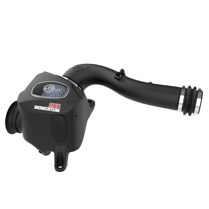 aFe Momentum GT cold air intake system with black XLPE housing, clear sight window, and Pro 5R performance filter.