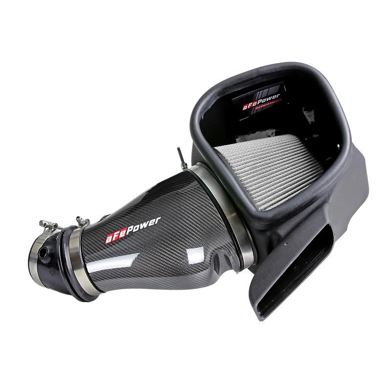 aFe Power Track Series carbon fiber cold air intake system with Pro DRY S filter for 2018 Jeep Grand Cherokee Trackhawk