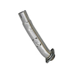 aFe Twisted Steel 2.5 inch 409 stainless steel loop delete down-pipe with MIG welds for Jeep Wrangler and Gladiator.
