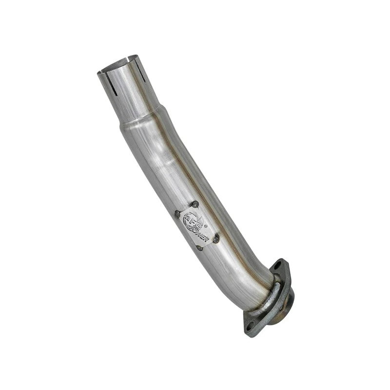 aFe Twisted Steel 2.5 inch 409 stainless steel loop delete down-pipe with MIG welds for Jeep Wrangler and Gladiator.