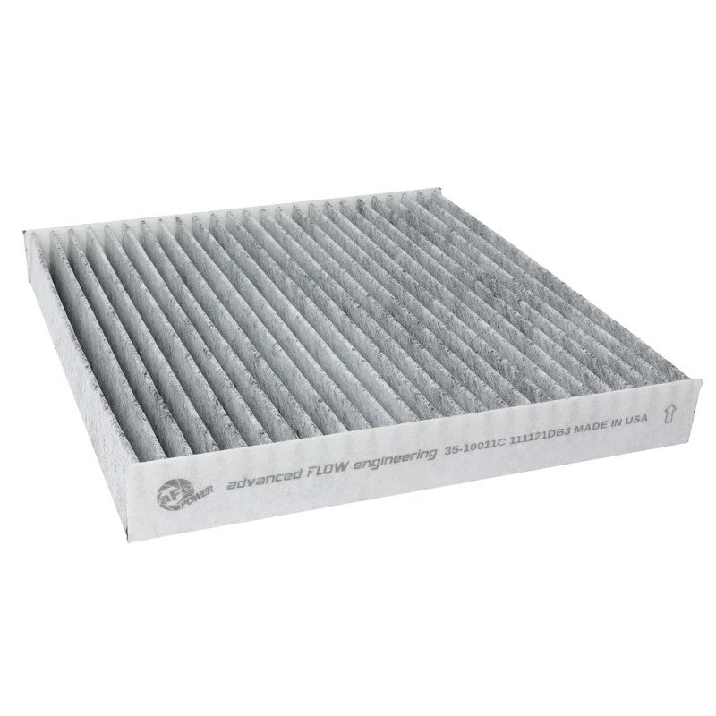 aFe POWER carbon cabin air filter with activated carbon granules for select 2003-2025 Honda and Acura vehicles.